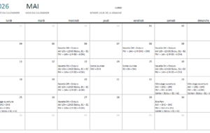 Calendrier prévisionnel cours Mai 2026